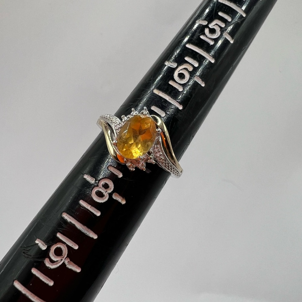 November birthstone ring stamped sterling and 10k gold size 7